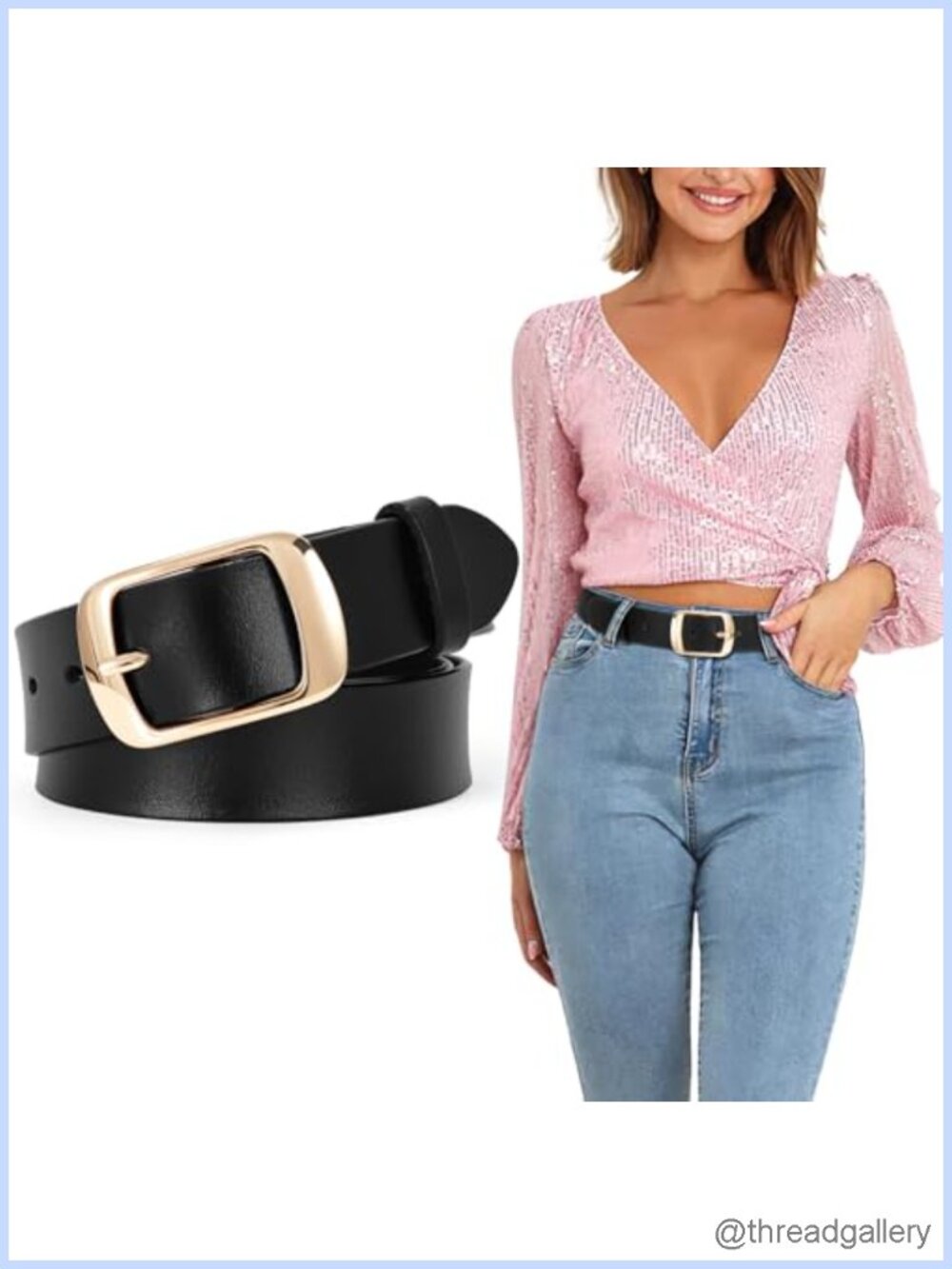 Women's Soft Leather Waist Belt Gold Pin Buckle Adjustable Fits 25-30"